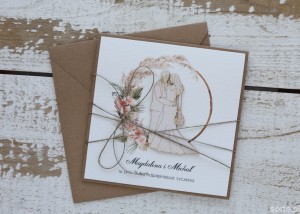 Unikatowa kartka ślubna ręcznie robiona boho - prezent ślubny - z personalizacją + kartka na ślub i najpiękniejsze życzenia ślubne 