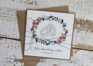 Unikatowa kartka ślubna ręcznie robiona boho - prezent ślubny - z personalizacją + kartka na ślub i najpiękniejsze życzenia ślubne 