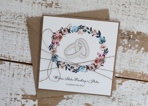 Unikatowa kartka ślubna ręcznie robiona boho - prezent ślubny - z personalizacją + kartka na ślub i najpiękniejsze życzenia ślubne