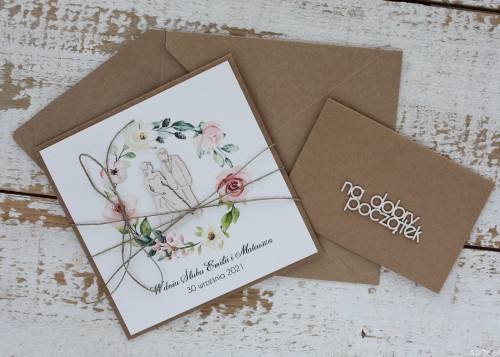 Unikatowa kartka ślubna ręcznie robiona - prezent ślubny - z personalizacją + najpiękniejsze życzenia ślubne