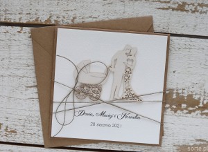 Rustykalna kartka ślubna ręcznie robiona - chrzest i ślub jednocześnie