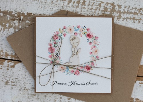 Wyjątkowa kartka na komunię, pamiątka komunii - prezent dla dziewczynki + najpiękniejsze życzenia