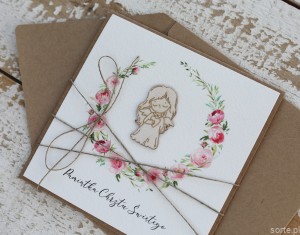 Wyjątkowa kartka ręcznie robiona na chrzest święty dla dziewczynki, prezent/pamiątka chrztu + najpiękniejsze życzenia