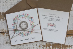 Ręcznie robiona pamiątka chrztu dla dziewczynki z gołąbkiem