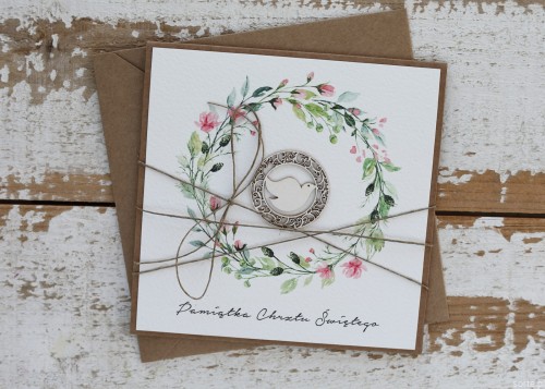 Ręcznie robiona pamiątka chrztu - gołąbek