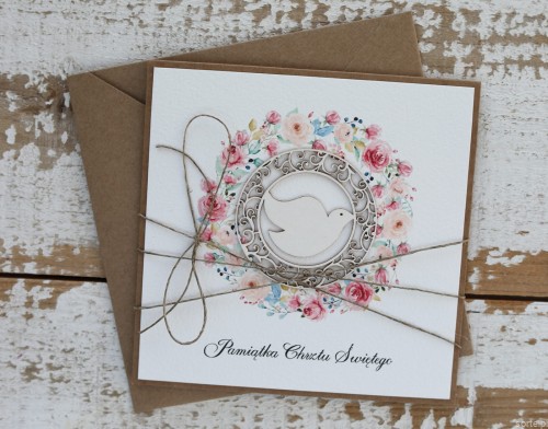 Ręcznie robiona pamiątka chrztu - gołąbek