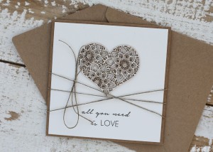 Ręcznie robiona kartka na ślub - ślubna, walentynkowa