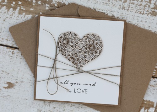 Ręcznie robiona kartka na ślub - ślubna, walentynkowa