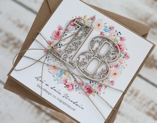 Wyjątkowa ręcznie robiona kartka na (18) osiemnaste urodziny, pomysł na prezent na osiemnastkę dla dziewczyny