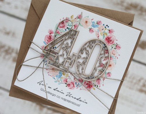 Personalizowany prezent - kartka ręcznie robiona na 40 urodziny, pomysł na prezent na czterdziestkę z personalizacją dla kobiety + personalizowane najpiękniejsze życzenia urodzinowe