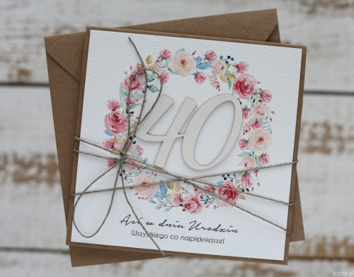 Personalizowany prezent - wyjątkowa kartka ręcznie robiona na 40 urodziny, pomysł na prezent na czterdziestkę z personalizacją dla kobiety, mężczyzny + personalizowane najpiękniejsze życzenia urodzinowe