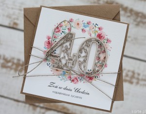 Personalizowany prezent - wyjątkowa kartka ręcznie robiona na 40 urodziny, pomysł na prezent na czterdziestkę z personalizacją dla kobiety, mężczyzny + personalizowane najpiękniejsze życzenia urodzinowe