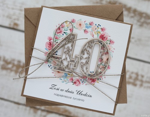 Personalizowany prezent - wyjątkowa kartka ręcznie robiona na 40 urodziny, pomysł na prezent na czterdziestkę z personalizacją dla kobiety, mężczyzny + personalizowane najpiękniejsze życzenia urodzinowe