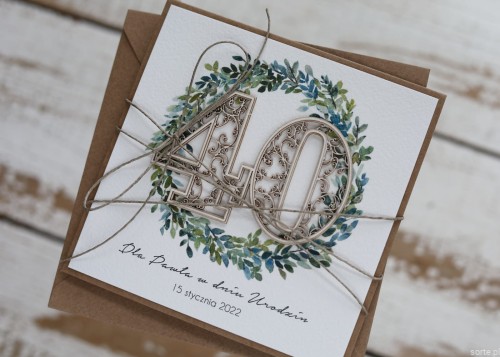 Personalizowany prezent - kartka ręcznie robiona na 40 urodziny, pomysł na prezent na czterdziestkę z personalizacją dla kobiety, mężczyzny + personalizowane najpiękniejsze życzenia urodzinowe