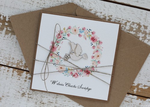 Ręcznie robiona pamiątka chrztu gołąbek