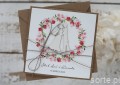 Rustykalna kartka ślubna ręcznie robiona Asia i Karol kwiat wiśni