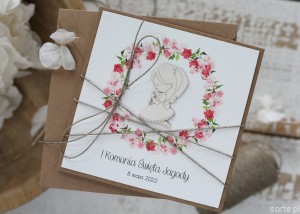 Kartka na komunię dla dziewczynki - dziewczynka - z imieniem