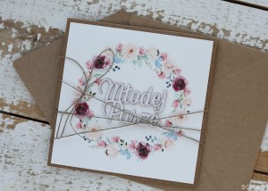 Kartka ślubna rustykalna, życzenia na ślub Młodej Parze, idealny dodatek do prezentu ślubnego