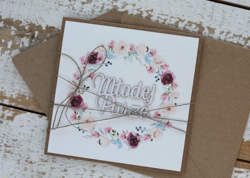 Kartka ślubna rustykalna, życzenia na ślub Młodej Parze, idealny dodatek do prezentu ślubnego