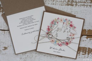 Rustykalna kartka ślubna z para slubna na motorze, życzenia na ślub, idealny dodatek do prezentu ślubnego na pieniądze + koperta