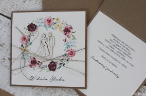 Rustykalna kartka ślubna, życzenia na ślub, idealny dodatek do prezentu ślubnego na pieniądze, koperta