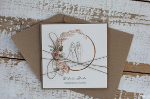 Rustykalna kartka ślubna, życzenia na ślub, idealny dodatek do prezentu ślubnego na pieniądze, koperta