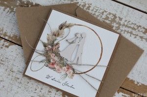 Rustykalna kartka ślubna, życzenia na ślub, idealny dodatek do prezentu ślubnego, koperta na pieniądze