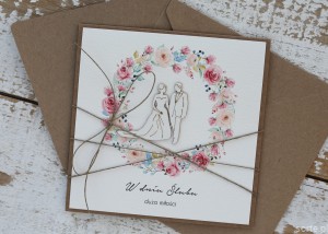 Rustykalna kartka ślubna, życzenia na ślub, idealny dodatek do prezentu ślubnego, koperta na pieniądze