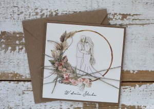 Rustykalna kartka ślubna, życzenia na ślub, idealny dodatek do prezentu ślubnego, koperta na pieniądze