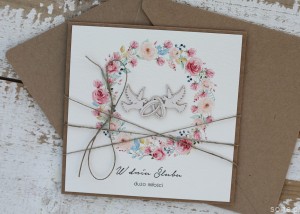 Rustykalna kartka ślubna, życzenia na ślub, idealny dodatek do prezentu ślubnego, koperta na pieniądze