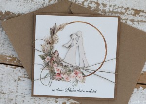 Rustykalna kartka ślubna, życzenia na ślub, idealny dodatek do prezentu ślubnego, koperta na pieniądze