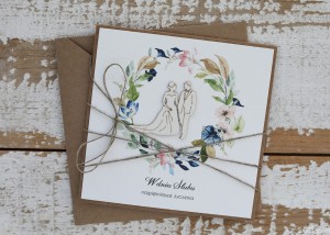 Rustykalna kartka ślubna, życzenia na ślub, idealny dodatek do prezentu ślubnego, koperta na pieniądze, młoda para