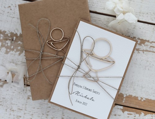 Kartka na komunię, pamiątka komunii w pudełku handmade