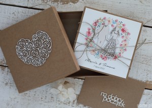 Oryginalna kartka ślubna z pudełkiem z wiankiem boho, pomysł na prezent ślubny, koperta na pieniądze