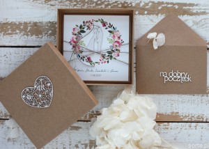 Oryginalna kartka ślubna z pudełkiem z wiankiem boho, pomysł na prezent ślubny, koperta na pieniądze