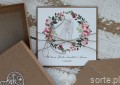 Oryginalna kartka ślubna z pudełkiem z wiankiem boho, pomysł na prezent ślubny, koperta na pieniądze SORTE.pl
