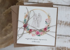 Kartka ślubna handmade boho