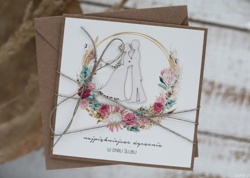 Kartka ślubna handmade boho 2