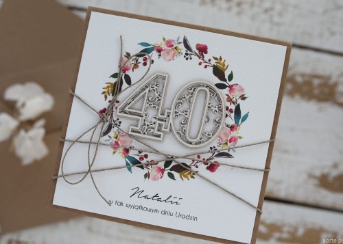 Personalizowany prezent - kartka ręcznie robiona na 40 urodziny pomysł prezent na czterdziestkę z personalizacją dla kobiety, mężczyzny + personalizowane najpiękniejsze życzenia urodzinowe