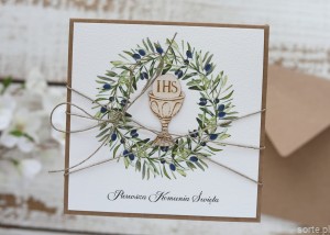 Oryginalne życzenia komunijne - kartka na komunię ręcznie robiona