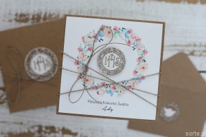 Ręcznie robiona kartka komunijna od ojca chrzestnego, matki chrzestnej