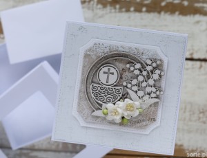 Pamiątka komunii - elegancka kartka na komunię ręcznie robiona a7