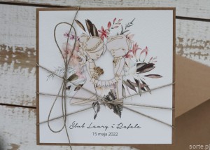 Personalizowany prezent - wyjątkowa kartka ślubna ręcznie robiona w stylu boho na ślub pomysł prezent ślubny z personalizacją + personalizowane najpiękniejsze życzenia ślubne