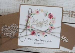 Kartka ślubna personalizowana - Kartka ślubna, koperta na pieniądze ręcznie robiona