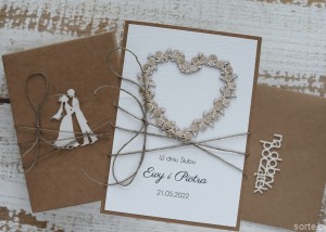 Kartka ślubna personalizowana - Kartka ślubna, koperta na pieniądze ręcznie robiona